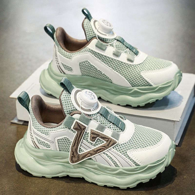 Children's Shoes Boys' Sports Shoes Spring New Mesh Breathable Dad Shoes For Middle And Large Children Boys Rotating Buckle Children's Shoes_voghion.com