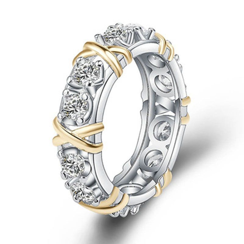 Nuovo prodotto di celebrità in streaming live di Internet di vendita calda, doppio colore con anello di temperamento alla moda intarsiato in zircone dorato per le donne_voghion.com