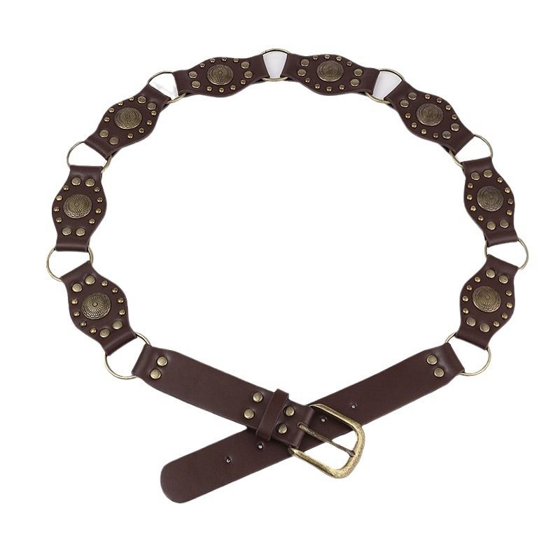 Women's Belts retro exotic metal heavy industry hot girl rivet splicing wide trendy women's clothing with belt_voghion.com