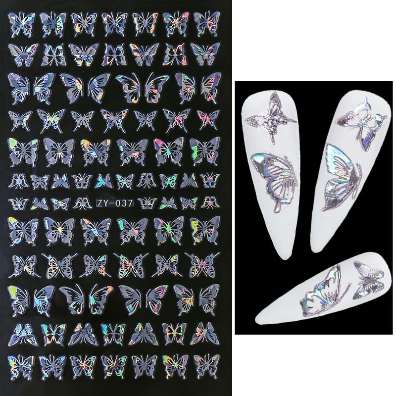 Thin Butterfly Nail Decals - Gold Foil Holographic Gold Silver Butterflies | Adhesive Self-Stick Nail Art Decor_voghion.com