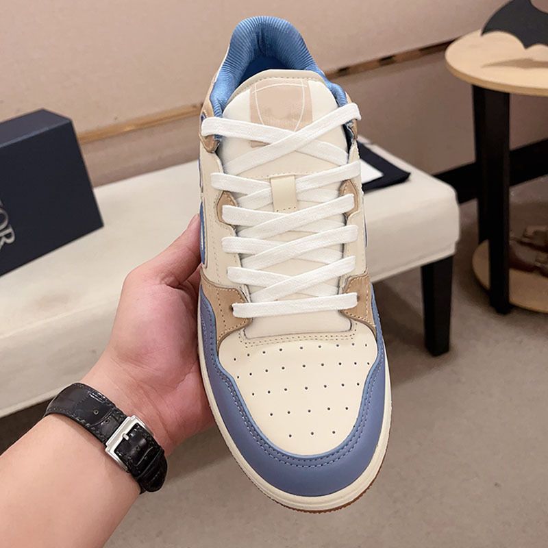 2024 Neue D-Familienpaar B57 Dickbesohlte Brett Echtes Leder Spitze Farbe Blockierte Sport Freizeitschuhe Für Männer Und Frauen_voghion.com