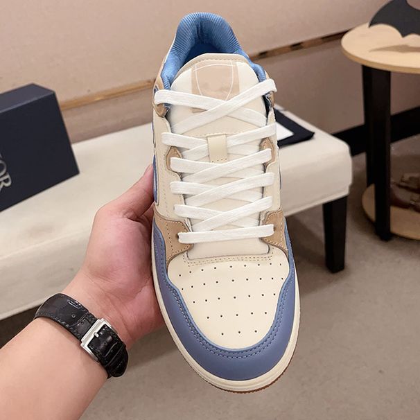 2024 Neue D-Familienpaar B57 Dickbesohlte Brett Echtes Leder Spitze Farbe Blockierte Sport Freizeitschuhe Für Männer Und Frauen_voghion.com