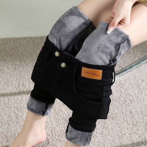 Ženska oblačila z visokim pasom in žametnimi kavbojkami, ženske nove jesenske in zimske odebeljene ozke oprijete pencil hlače _voghion.com