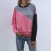 Carefully Selected Early Autumn Loose Pink Patchwork Round Neck Long Sleeve Base Sweatshirt For Women_voghion.com