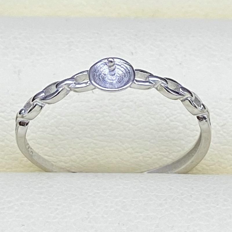 S Reinem Silber Perle Basis DIY Handgemachte Einstellbare Ring Kubanischen Kette_voghion.com