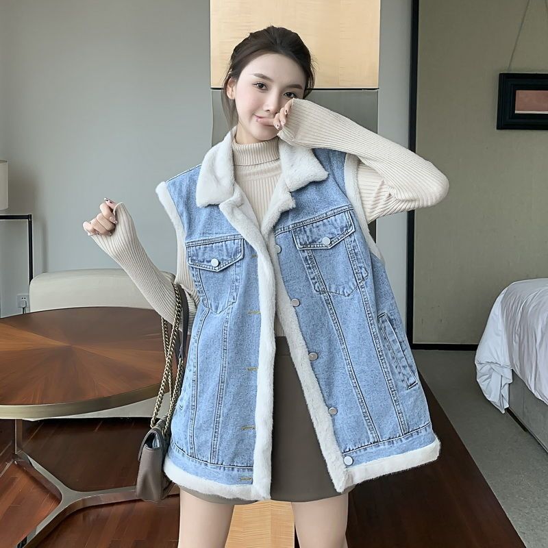 Abbigliamento da donna giacca in denim BF spesso in cotone per donna autunno e inverno nuova taglia grande ampia più cappotto in velluto di lana di agnello e cotone per donna_voghion.com