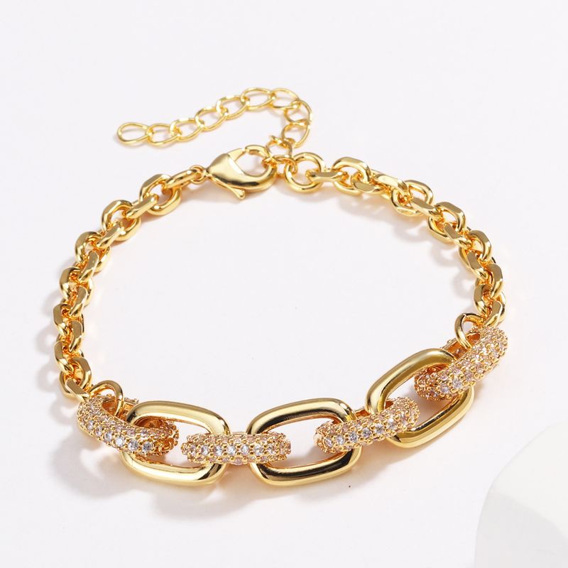 Bracciale unisex in metallo con catena ovale intarsiata con diamanti, stile hip-hop, 2025_voghion.com