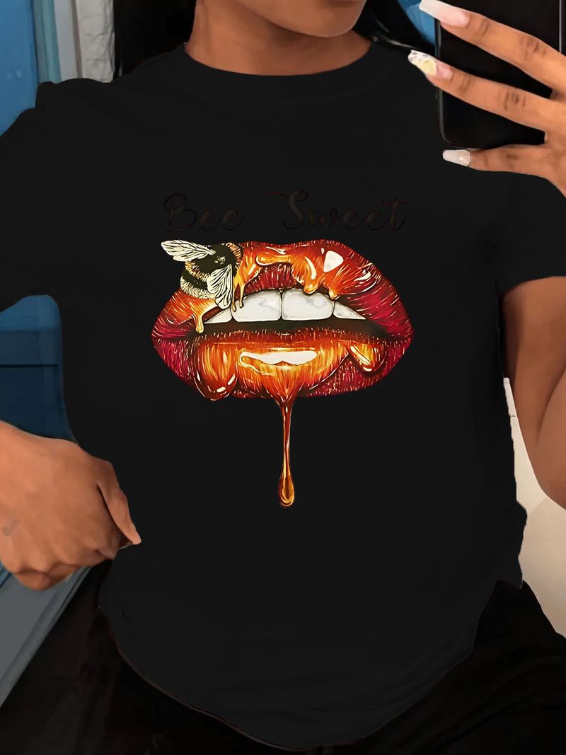 Abbigliamento femminile abbigliamento femminile puro cotone stampa di lettere stazione indipendente di grandi dimensioni sciolto a maniche corte_voghion.com