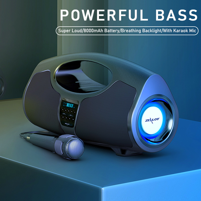 Original ZEALOT P1 40W Kraftige Trådløse Bluetooth Højttalere Super Bas Stereo Lyd Bærbar Sound Box Subwoofer Med Mikrofon Til PC Telefon_voghion.com
