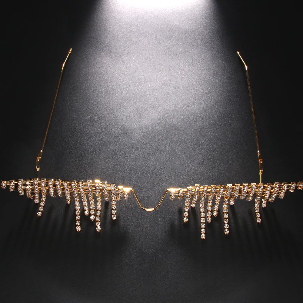 New short fringed rhinestone glasses frame personalized trend fashion hip hop glasses Eyeglass frame_voghion.com