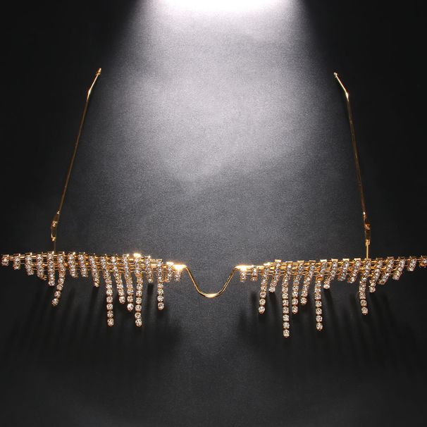 New short fringed rhinestone glasses frame personalized trend fashion hip hop glasses Eyeglass frame_voghion.com