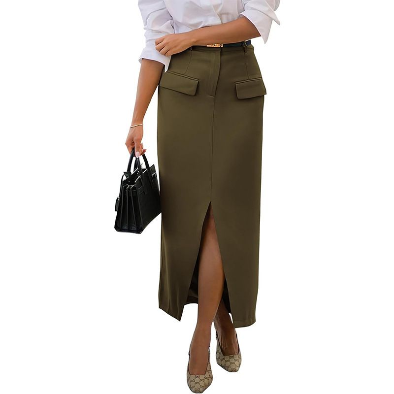 Women's Clothing women's sexy temperament office leisure pocket slit hip skirt tight skirt_voghion.com