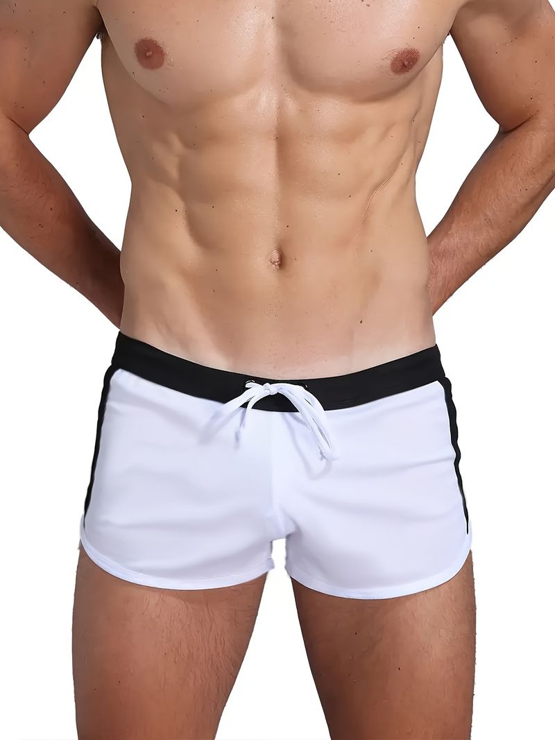 Bañador de tiro bajo para hombre - Diseño de colores contrastantes y cordón ajustable (secado rápido y FPS 50+) - Ropa de playa y piscina_voghion.com