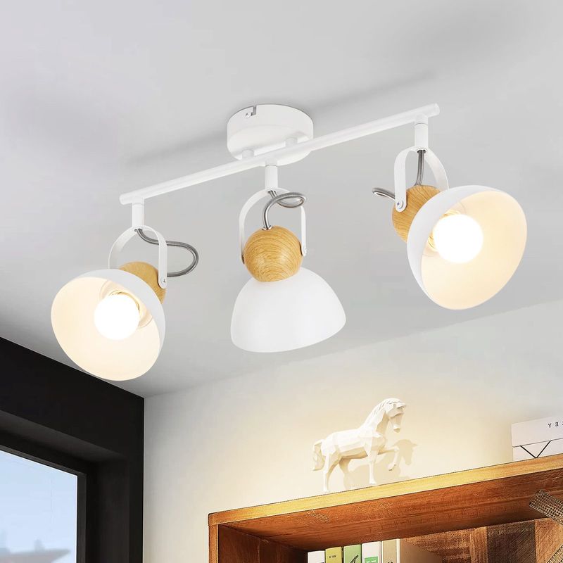 Deckenstrahler Vintage Weiß Deckenlampe - 3 Flammig Retro Deckenspots E27 Küchenlampe Schwenkbar 350° Metall Industrial Innen Deckenleuchte Für Flur_voghion.com