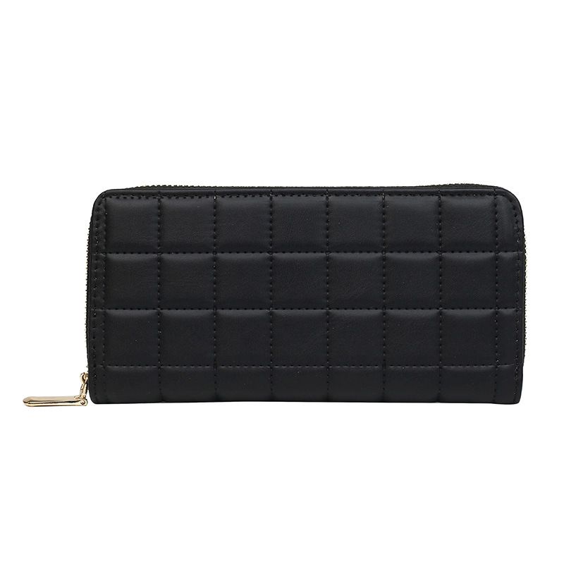 Women's bag new women's wallet PU indented checkered long clutch bag European and American fashion large capacity wallet coin purse_voghion.com