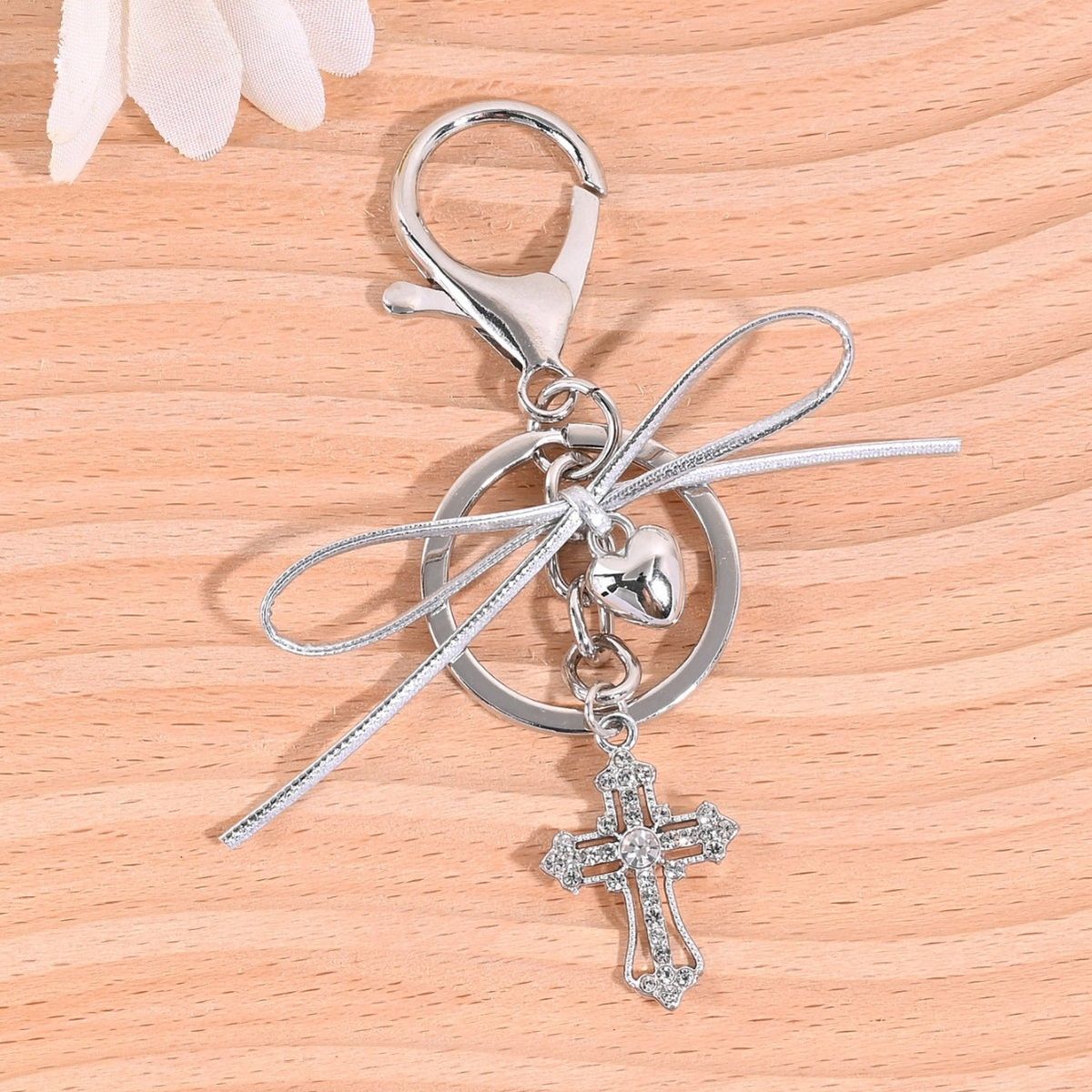 Portachiavi con ciondolo a forma di farfalla, cuore, croce, intarsio di diamanti, semplice e squisito, regalo_voghion.com