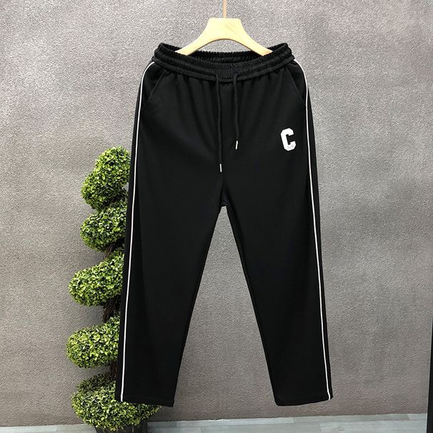 Moška oblačila, ožje hlače z vrvico, pomladne in jesenske, raztegljive športne hlače za prosti čas z elastičnim pasom_voghion.com