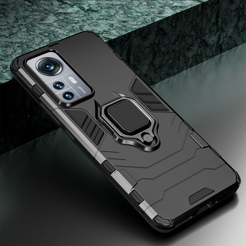 KEYSION Stoßfeste Rüstungshülle für Xiaomi 12 Lite 12S Pro 5G Silikon + PC-Ringständer Telefonrückseite für Xiaomi Mi 12 P_voghion.com