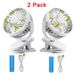 2X Portable 3Speeds USB Rechargeable Mini Cooling Fan Clip On Desk Baby Stroller_voghion.com