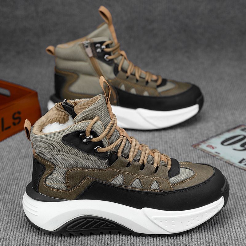 Men's new winter snow boots with plush and thick warm cotton shoes_voghion.com