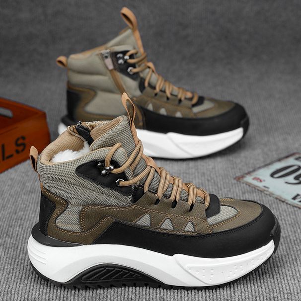 Men's new winter snow boots with plush and thick warm cotton shoes_voghion.com