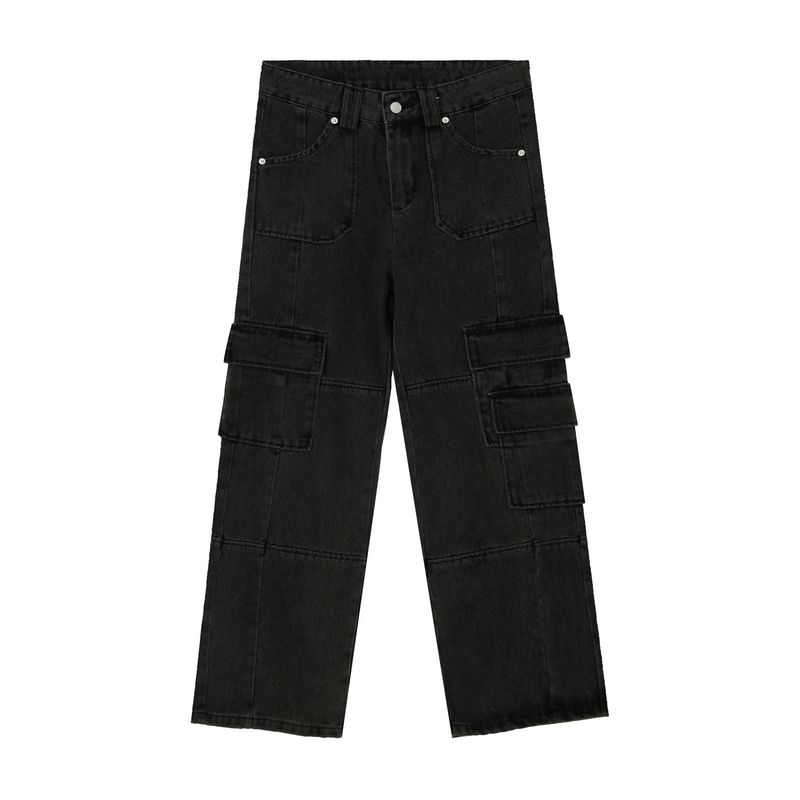 Herrenbekleidung Herrenbekleidung Neue verwaschene Retro-Jeans mit weitem Bein und Lazy Work_voghion.com