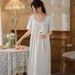 Short-Sleeved Nightgown Women's Summer Cotton Palace Style Elegant Lace Princess Pajamas Loose Large Size Soft Outwear Home Clothes_voghion.com