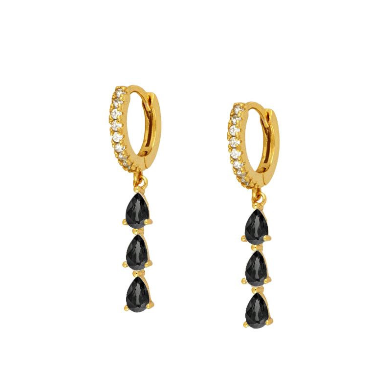Orecchini da donna in argento S925 con zirconi colorati a forma di lacrima, stile minimal, orecchini coordinati alla moda_voghion.com