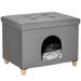 Fußhocker 2-IN-1 Katzenhöhle Con Baci, Holzbeine, Grigio 60x44,5cm_voghion.com