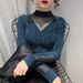 ragazza 2024 primavera e autunno nuovo stile coreano nero traforato da donna maglione a collo alto in pizzo lavorato a maglia_voghion.com