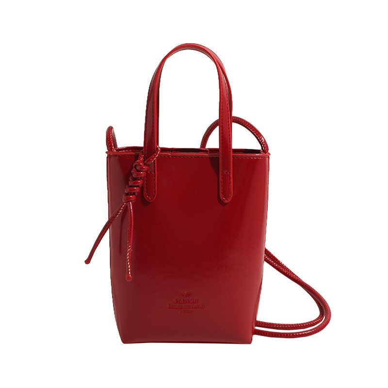 Sac à main rétro en cuir ciré et huile, de niche haut de gamme, pour téléphone portable, polyvalent, élégant, couleur unie, simple épaule_voghion.com
