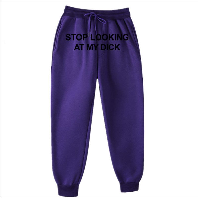Sports Pants Letter Print Casual Pants Sweatpants Men Drawstring Loose Tapered Front Large Logo Print Trousers_voghion.com