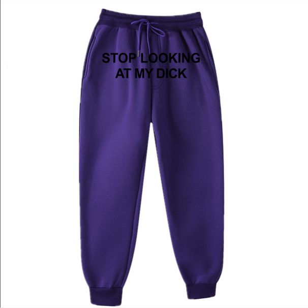 Sports Pants Letter Print Casual Pants Sweatpants Men Drawstring Loose Tapered Front Large Logo Print Trousers_voghion.com