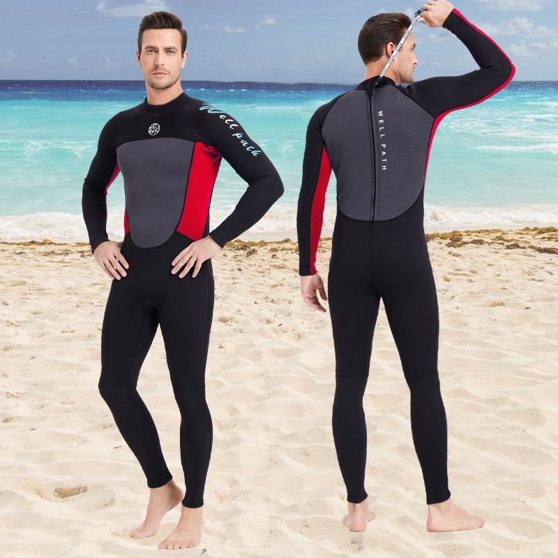 Wipas 3 mm biezs elastīgs viengabalains garām piedurknēm niršanas kostīms sievietēm sērfošanai un mitru drēbju sildīšanai_voghion.com