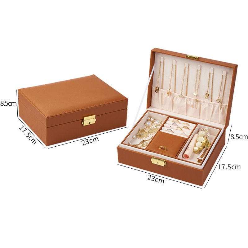 Double Layer Locked Jewelry Box Storage Box Convenient Ring Necklace Large Capacity Multi Function Locked Advanced Exquisite_voghion.com