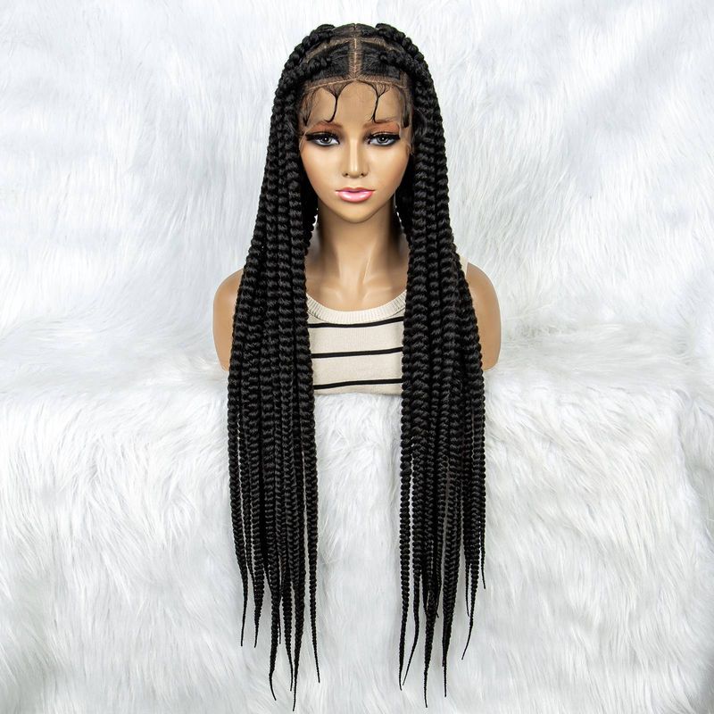 MALAIKA Full Lace Braided Wigs For Women Knotless Braids Glueless Wigs Long Box Braided Wig_voghion.com