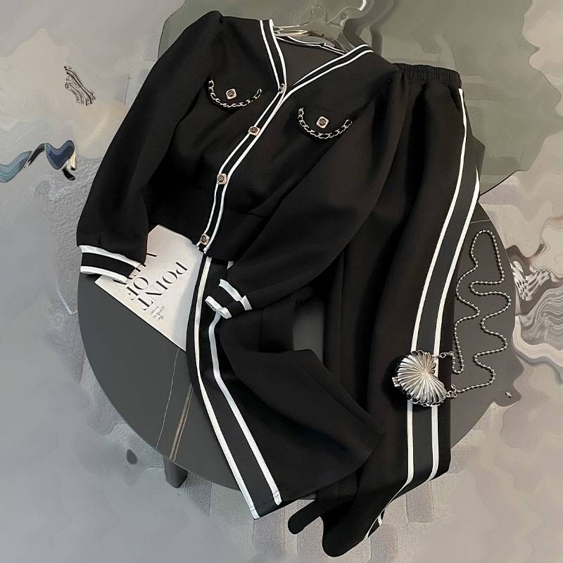 Abbigliamento donna autunno e inverno 2024, nuova moda, pantaloni casual dritti, pantaloni aderenti, pantaloni aderenti con cerniera, top con vita e vita elasticizzata._voghion.com