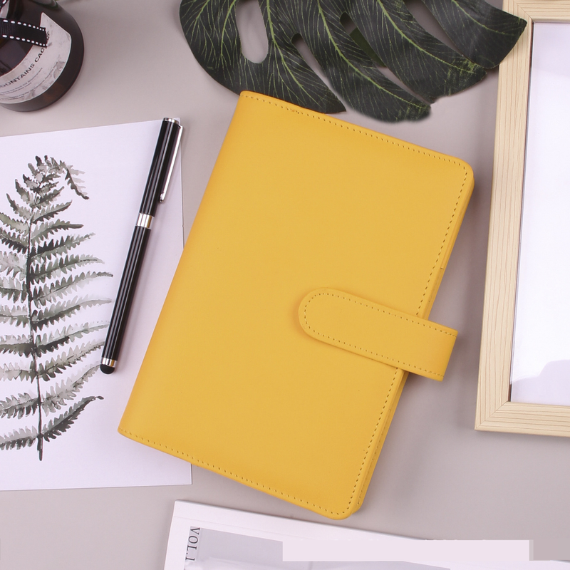 Refillable Notebooks A6 Binder Zipper Bag Macaron Notebook Leather PU Loose Leaf Cash Budget Handbook_voghion.com
