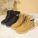 Women's Plus Size Ankle Boots With Side Zipper - Comfortable Low Heel Martin Boots In Black & Yellow (Sizes 36-42)_voghion.com