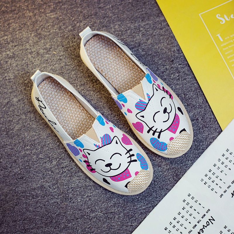 Primavera ed estate Vecchia stoffa di Pechino Studentessa Versione coreana Tela Traspirante Casual Bambini Calci Pigri Singoli_voghion.com