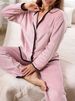 Damen Herbst und Winter Fleece Verdickt Einfaches und Bequemes Pyjama Set_voghion.com