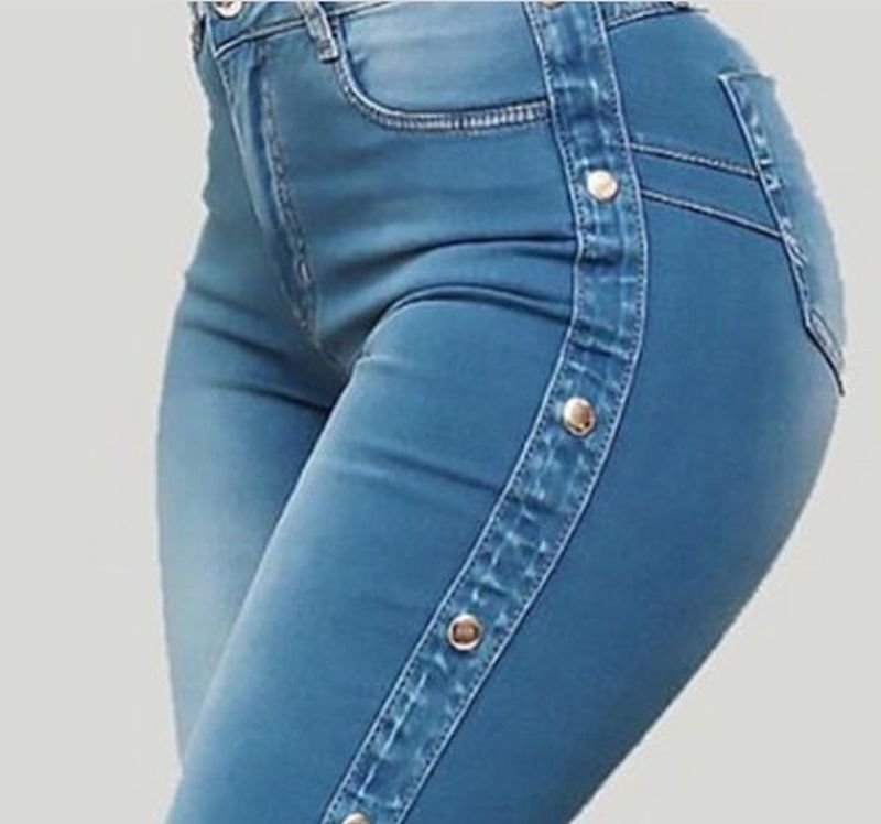 High waist elastic mop flared jeans ladies trousers_voghion.com