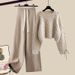 Plus Size Knit Sweater & Pants Set – Cozy Autumn Coordinated Outfit (M-2XL, 15 Color Combos)_voghion.com