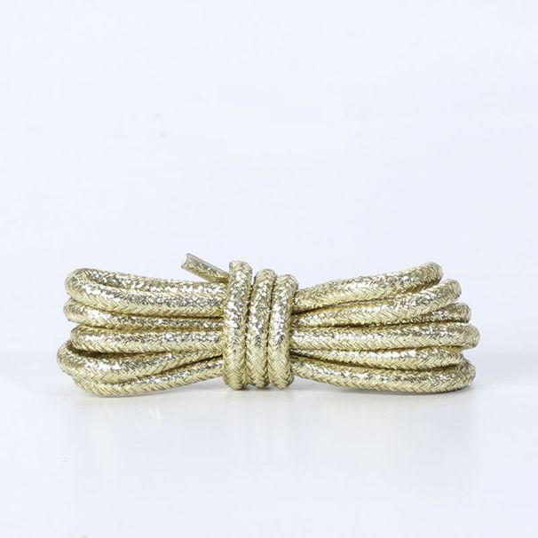 Accessori per scarpe lacci rotondi dorati, scarpe bianche personalizzate da uomo e da donna in oro rosa lucido, scarpe sportive_voghion.com