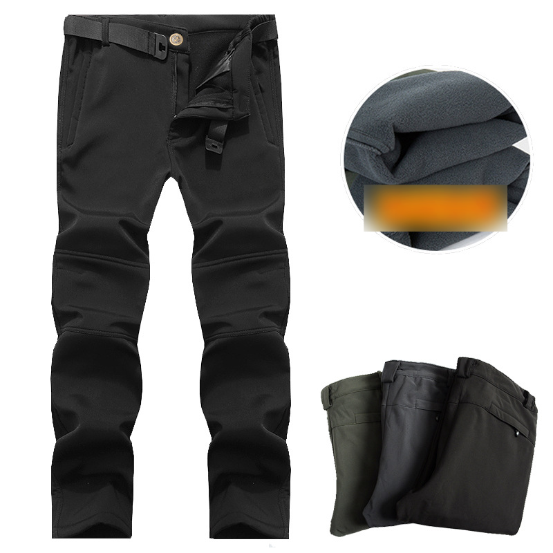 Calças de assalto para atividades ao ar livre masculinas, quentes para o inverno, de veludo, para esqui, com casca macia, à prova de vento e frio, grossas, com vários bolsos, para montanhismo_voghion.com
