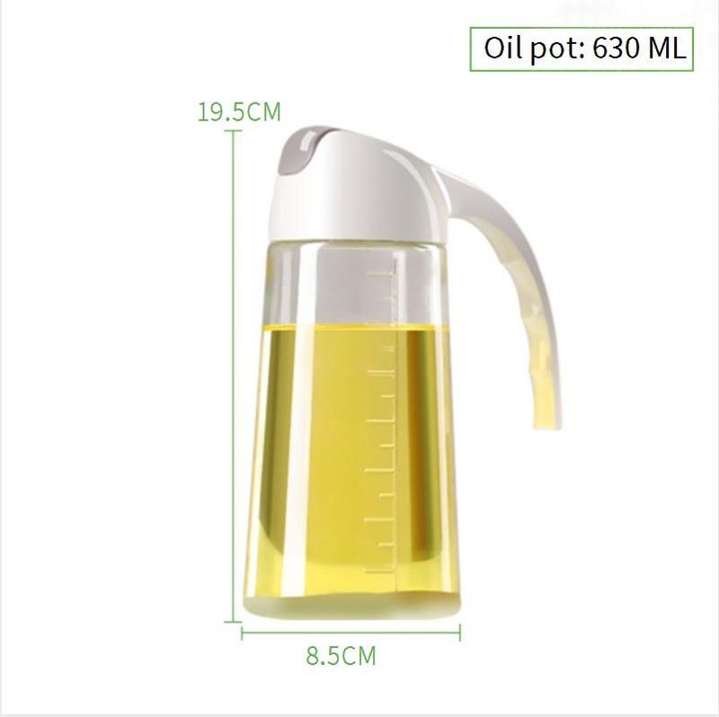 Dispensador automático de aceite con tapa abatible: botella de cocina para aceite, salsa de soja y vinagre (antigoteo, 600 ml, sin BPA, fácil de rellenar)_voghion.com
