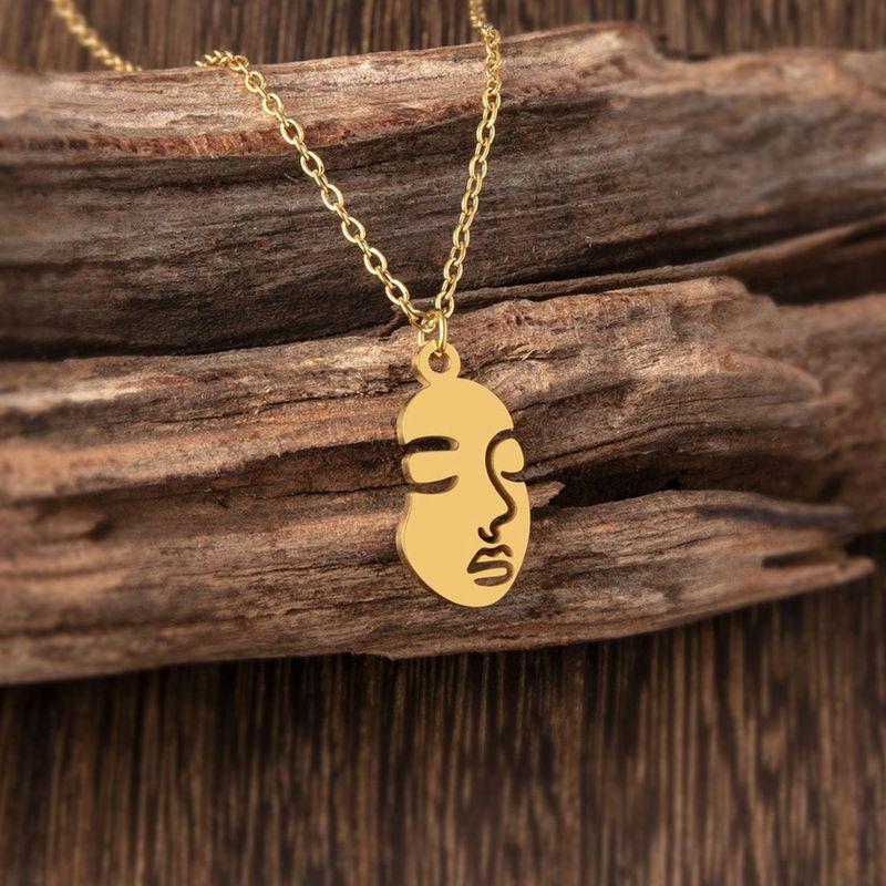 Collana in acciaio americano e faccia in acciaio inossidabile alla moda europea astratta_voghion.com