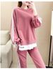 Women's Clothing Two-Piece Sweatshirt Set With Side Slit Pants - Korean Fashion Casual Outfit (Black, Pink, Blue) - Plus Size Available (M-4XL)_voghion.com