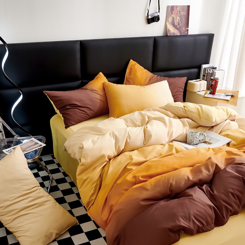 Home Garden Four Piece Set Washed Cotton Quilt Cover_voghion.com