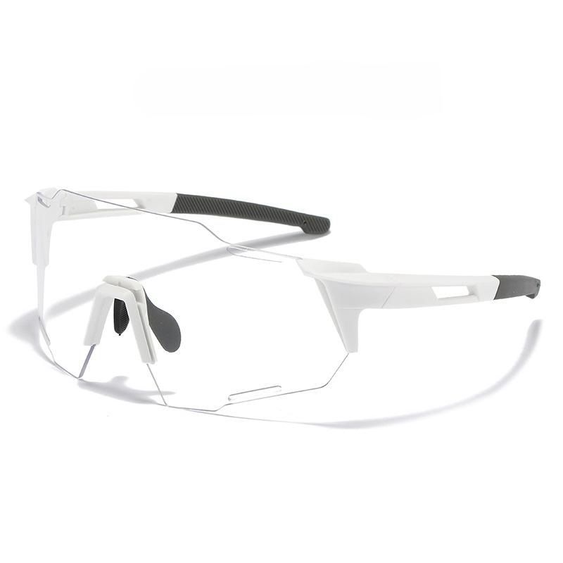 Cycling Glasses White Frame Transparent Film Large Frame Outdoor Color-changing Sunglasses Running Windproof Sand Ultraviolet_voghion.com